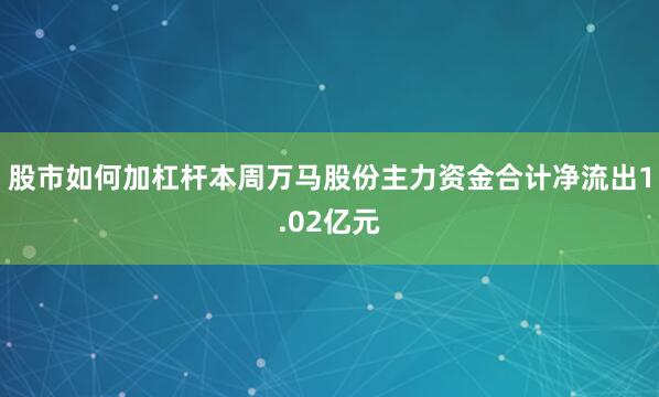 股市如何加杠杆本周万马股份主力资金合计净流出1.02亿元